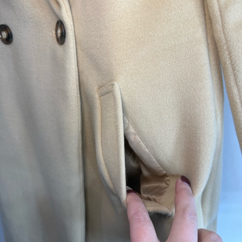 Lulus Harriet Long Double-Breasted Tan Coat, size XS - Picture 5 of 12